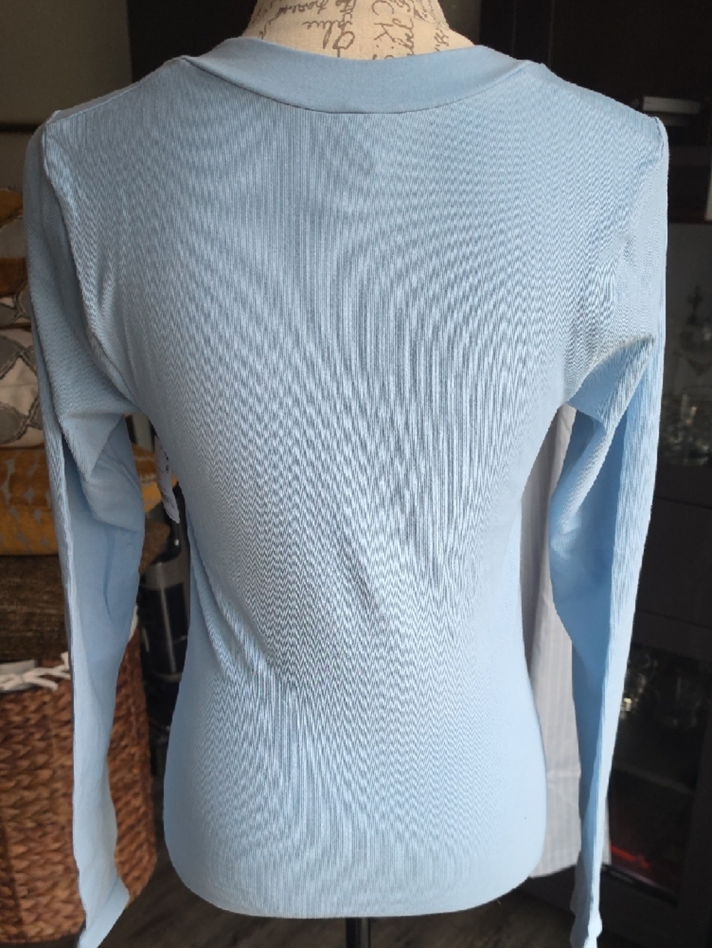 'Wide Awake' Layering - Light Blue Ribbed Long-Sleeve Henley Top - Picture 3 of 5